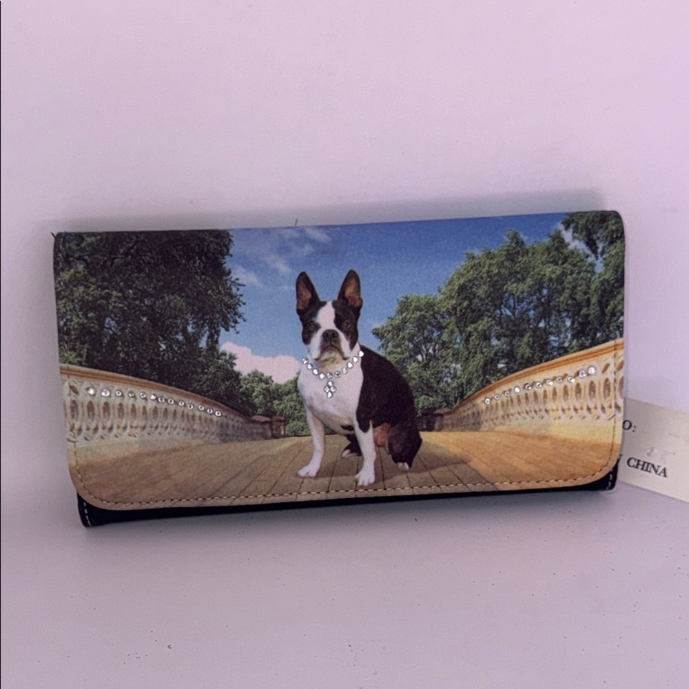 Boston terrier  Print Wallet with checkbook holder